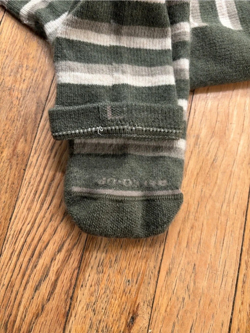 REI Olive Green Crew Socks with White Stripes